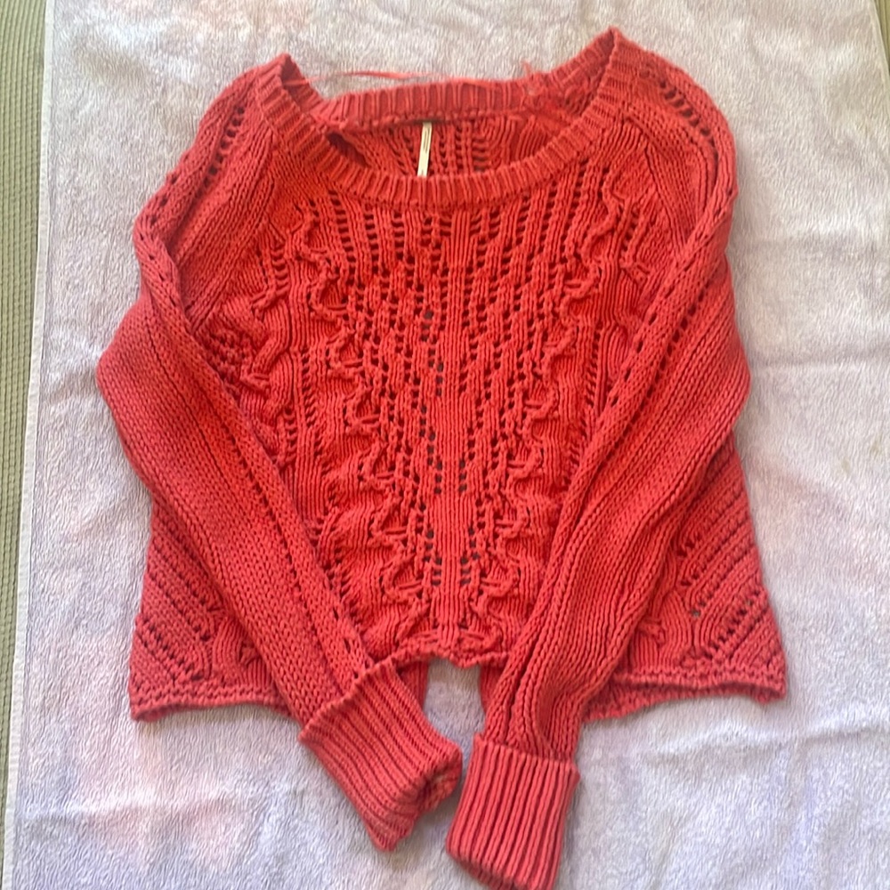 Small coral colored sweater by Free the People